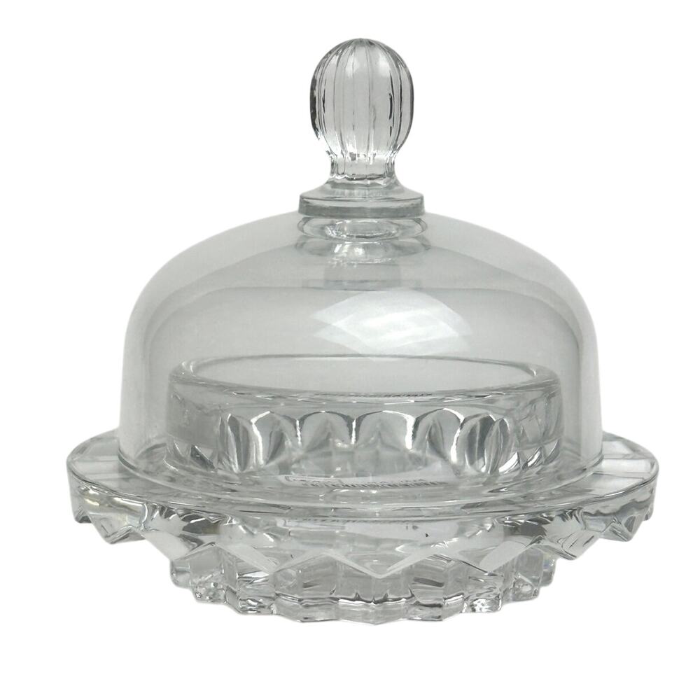 Mikasa Salina crystal mini round dome lidded dish 3” personal butter pat cloche